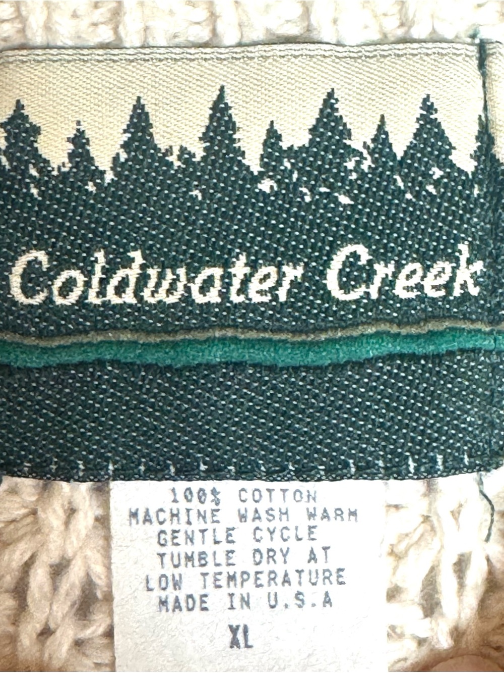 Vintage Coldwater Creek Cream Waffle Knit Sweater 100% Cotton Fisherman Made USA - Picture 4 of 4